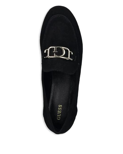 Guess Black Logo-Plaque Loafers