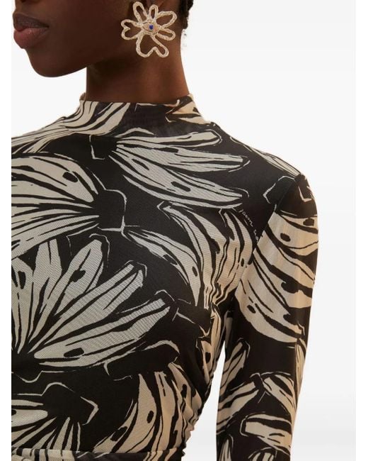 Farm Rio Black Banana-Print Turtleneck T-Shirt