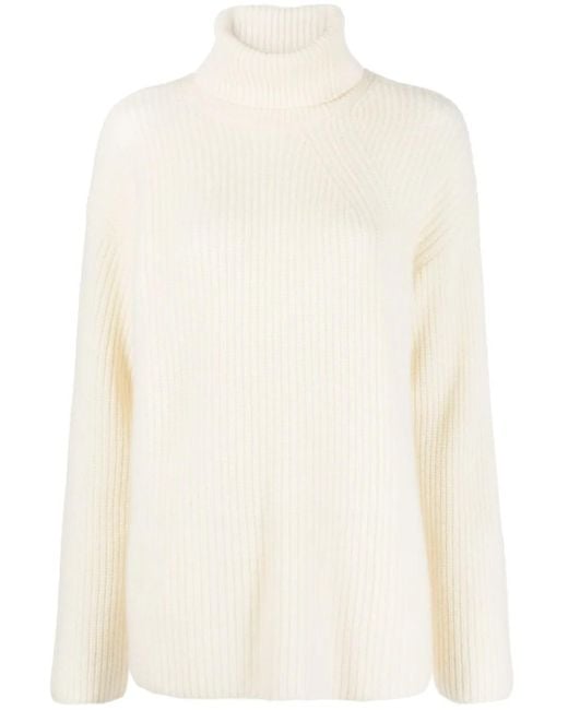 P.A.R.O.S.H. White Roll-Neck Waffle-Knit Jumper