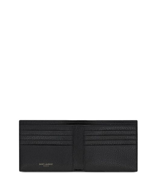 Saint Laurent Black Logo-plaque Leather Wallet for men