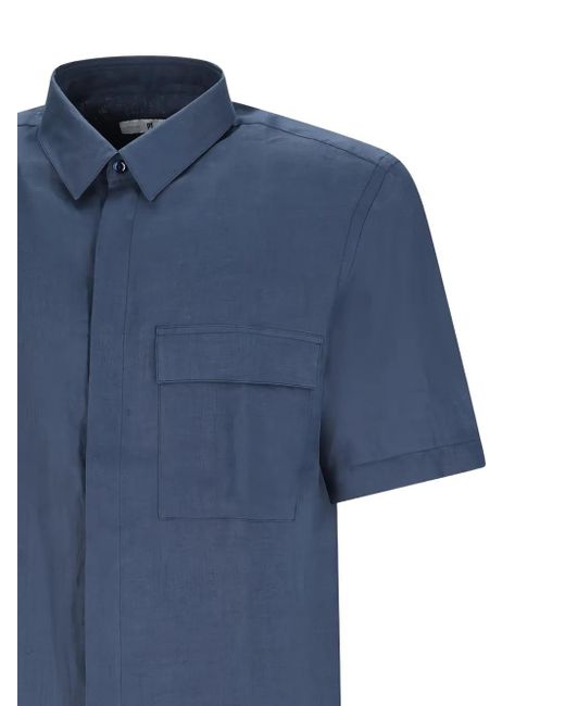 PT Torino Blue Patch-Pocket Short-Sleeve Shirt for men