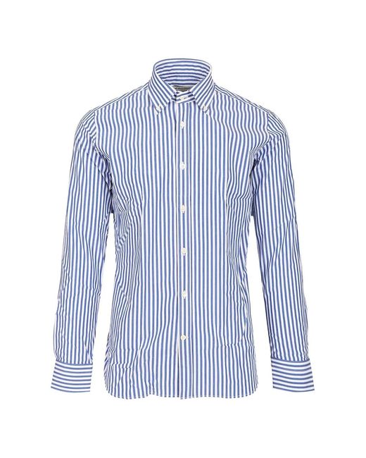 Al Duca D'aosta Blue Striped Button-Down Shirt for men