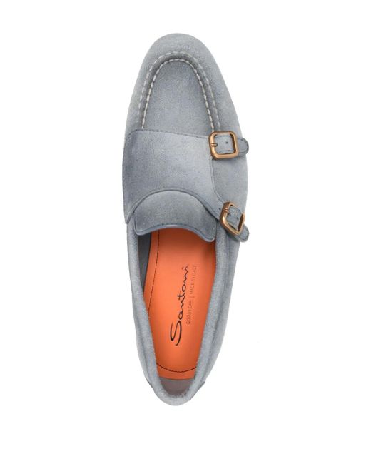 Zapatos monk con hebilla doble Santoni de hombre de color Gray