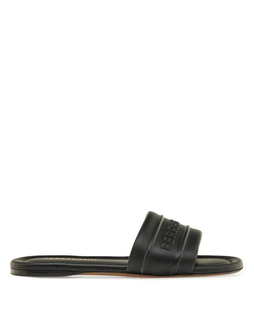 Ferragamo Women's Black Logo-Embossed Slides
