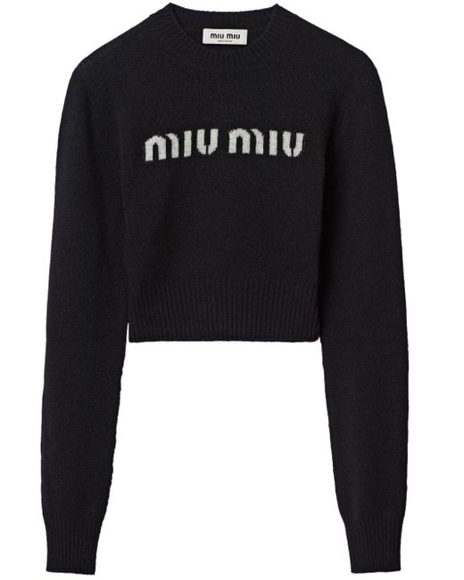 Miu Miu Black Logo-intarsia Cashmere Jumper