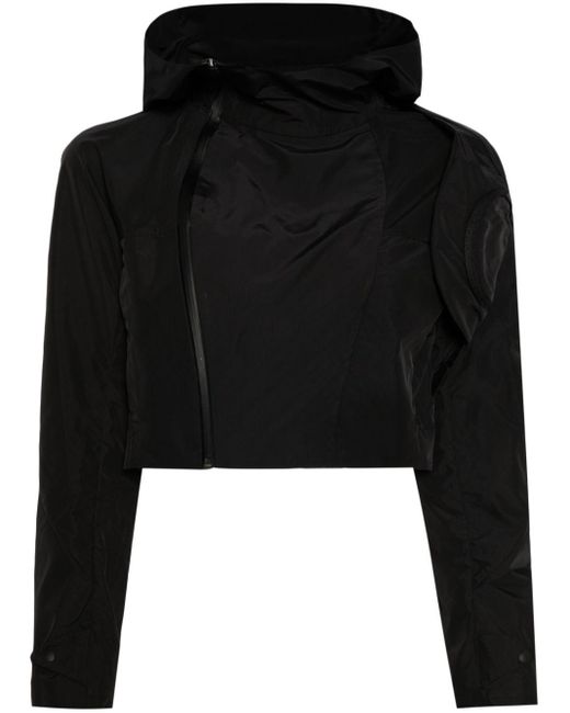 Hyein Seo Black Hooded Cropped Shell Jacket