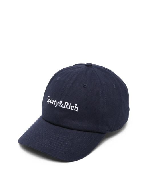 Sporty & Rich Blue Serif Logo Baseball Cap