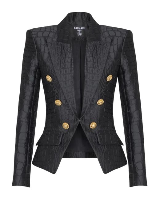 Blazer con efecto de piel de cocodrilo Balmain de color Black
