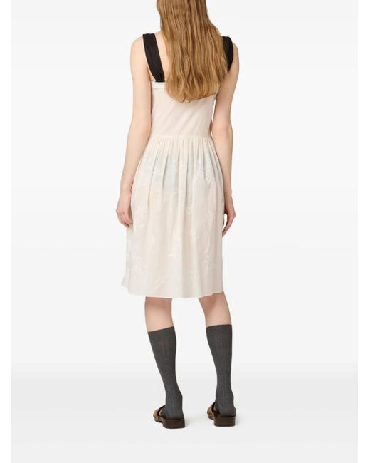 Miu Miu White Embroidered Midi Dress