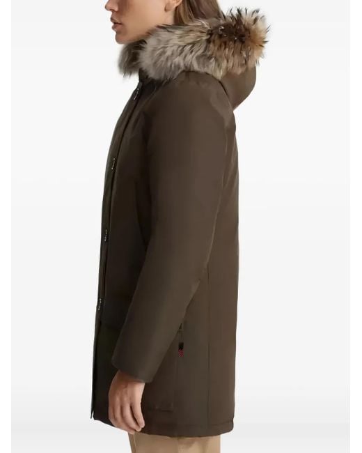 Woolrich Green Fur-Trimmed Hooded Jacket