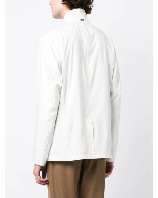 Herno White Button-Front High Neck Jacket for men