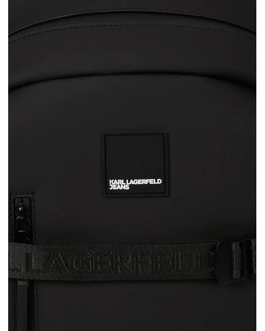 Karl Lagerfeld Black Coated Faux-Leather Backpack for men