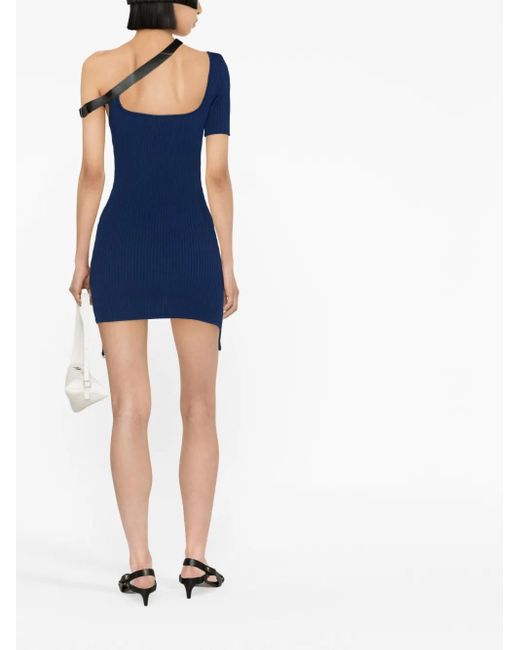 Courreges Blue Strap-Detail Asymmetric Mini Dress