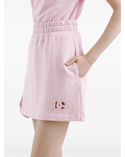 Dolce & Gabbana Pink Embroidered Logo Skirt
