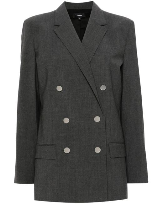 Theory Black Double-Breasted Blazer