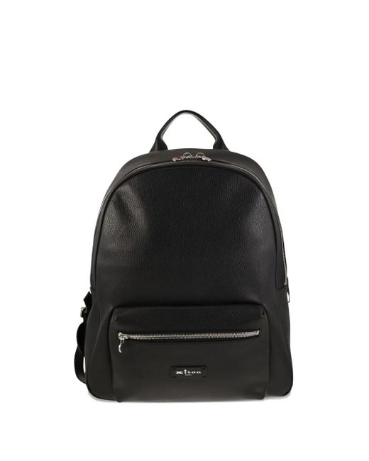 Kiton Leren Rugzak Met Handgreep in het Black voor heren