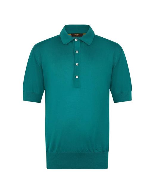 Moorer Blue Action-Spp Short-Sleeve Knitted Polo Shirt for men