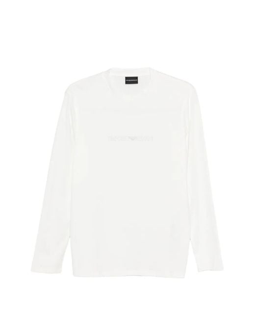 Emporio Armani White Logo Cotton T-Shirt for men