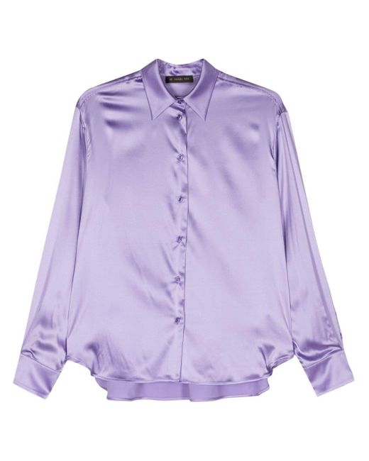 Manuel Ritz Purple Satin Silk-blend Shirt
