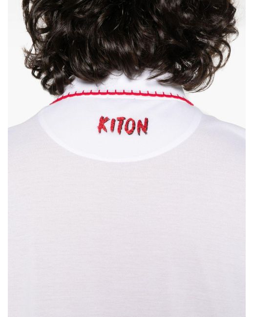 メンズ Kiton コントラストトリム ポロシャツ White