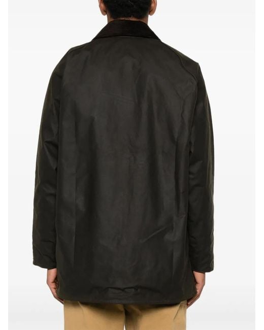 Barbour Black Corduroy Collar Waxed Jacket for men