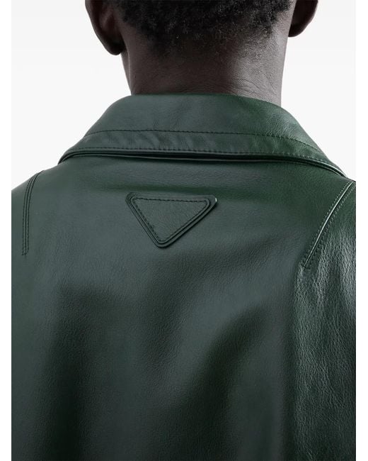 Prada Green Leather Coat for men