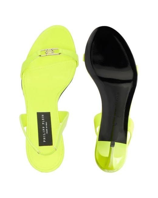Philipp Plein Yellow Hexagon-Detail Strap Sandals
