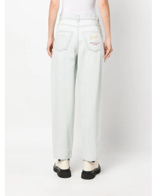 KENZO White Logo-Embroidered Straight-Leg Jeans