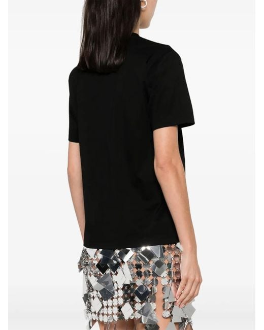 Rabanne Black Bead-Embellished Cotton T-Shirt