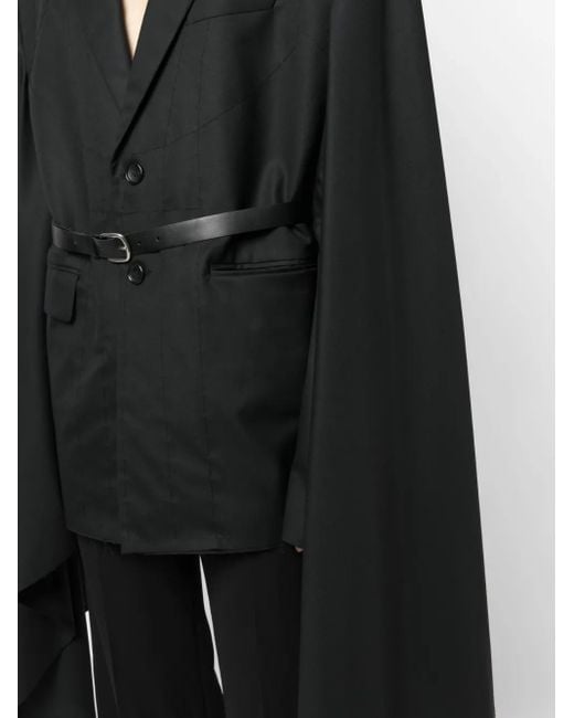 Junya Watanabe Black Belted Wool Cape Blazer