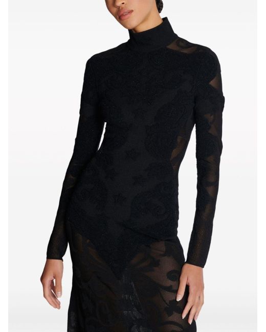 Balmain Black Baroque Fine-knit Midi Dress