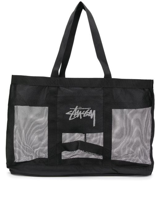 Stussy Black Sheer Mesh Tote Bag for men