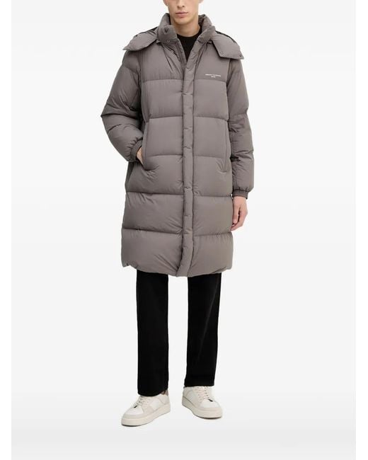ARMANI EXCHANGE Gray Hooded Padded Coat for men