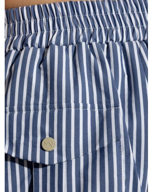 The Mannei Blue Nord Striped Mini Shorts