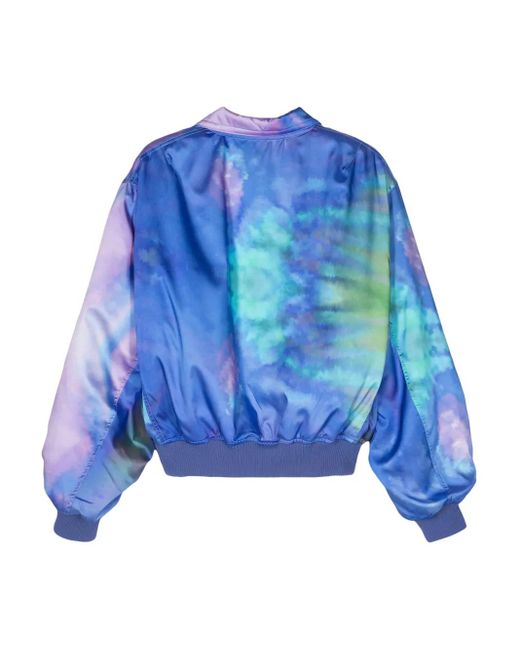 Bluemarble Blue Tie-Dye Pattern Padded Jacket for men