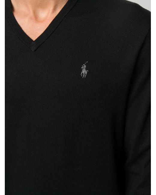 Polo Ralph Lauren Black Logo Embroidered Cotton Jumper for men
