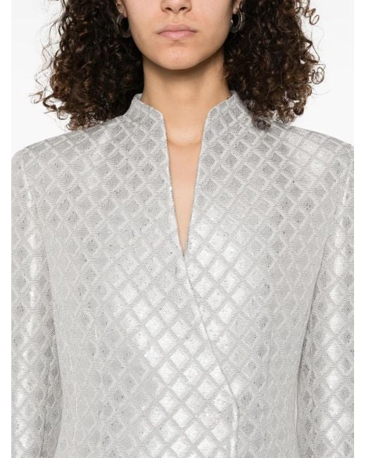 Blazer Doppiopetto Con Paillettes di Giorgio Armani in White