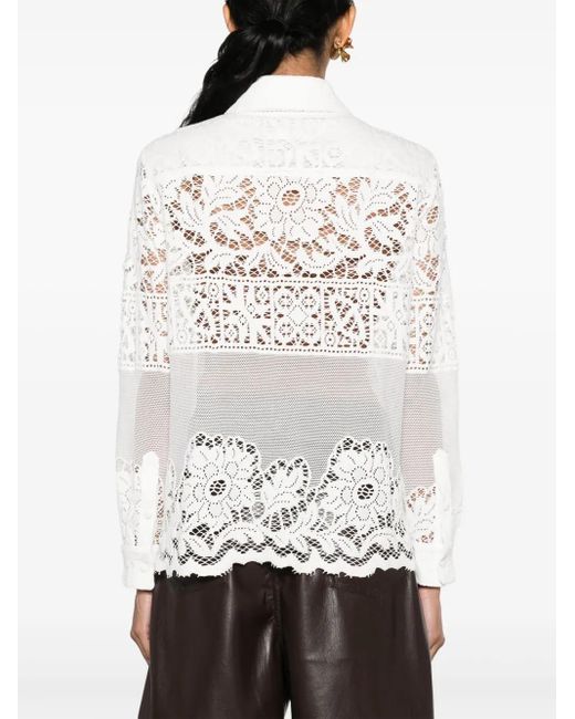 LaDoubleJ White Boy Lace-Embroidered Button-Down Shirt