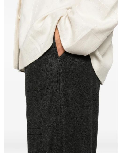 Totême Black Monogram Flannel Trousers