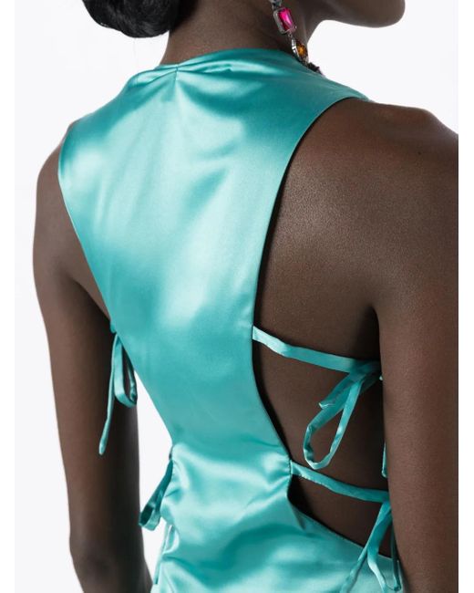 Lethicia Bronstein Blue Teres Satin Maxi Dress