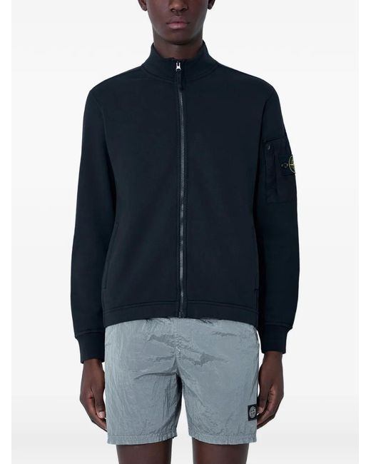 Stone Island Black Zip-Up Mock-Neck Jacket for men