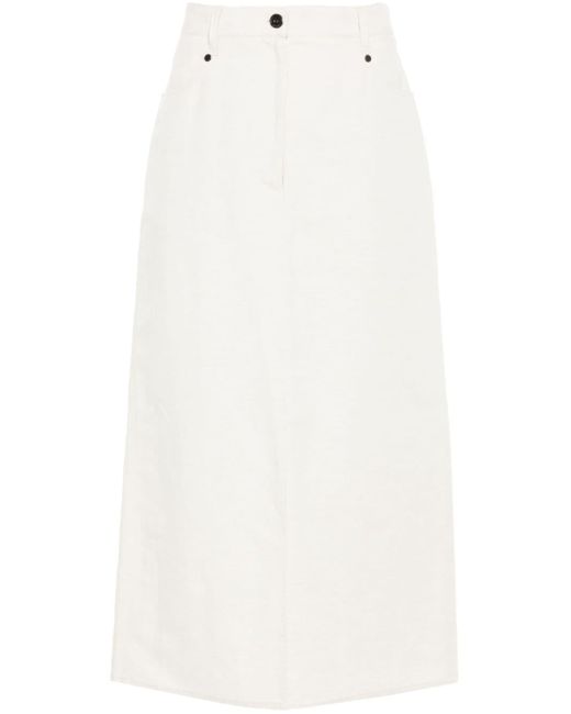 Falda recta con cierre de botón Brunello Cucinelli de color White