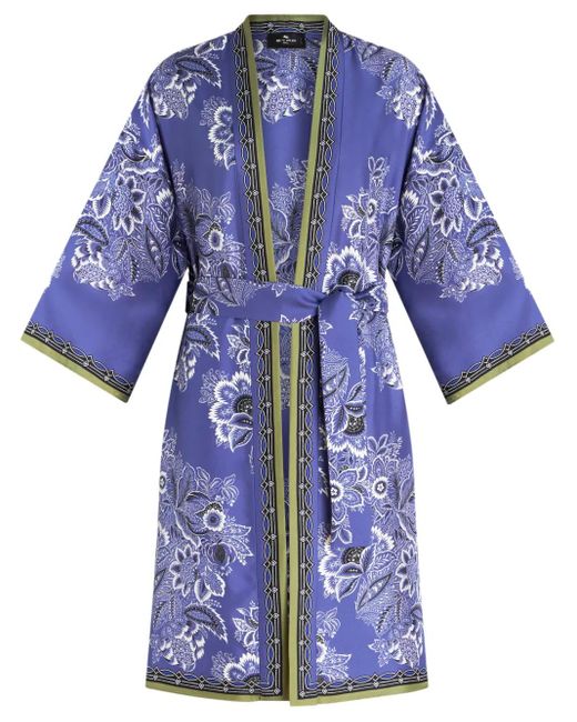 Etro Kesa フローラル シルクローブ Blue