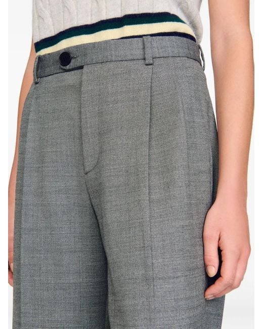 Pantaloni A Gamba Ampia Con Pieghe di Sandro in Gray