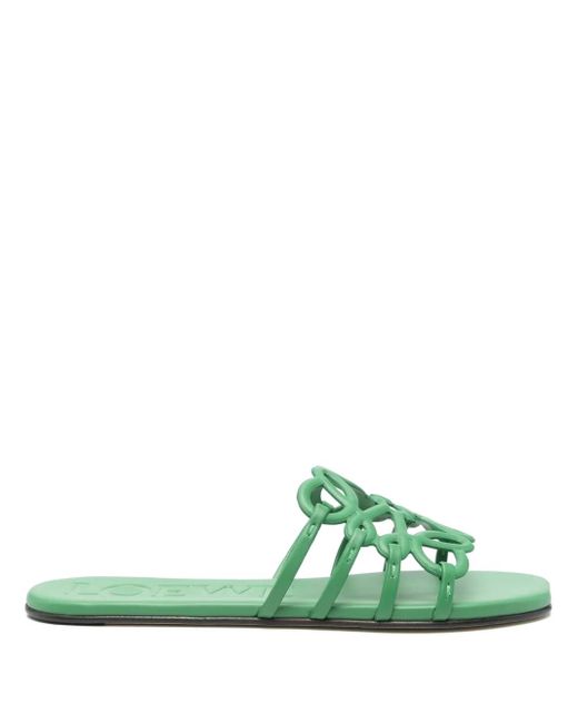Loewe カットアウト レザーサンダル Green
