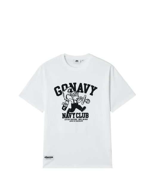 Chocoolate White Crew-Neck T-Shirt for men