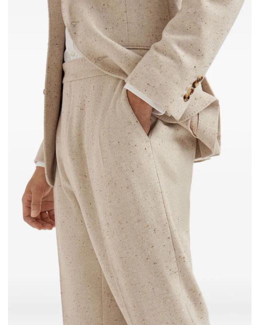 Brunello Cucinelli Natural Pressed-Crease Trousers for men