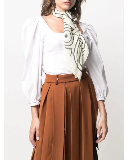 10 Corso Como White Abstract-Print Scarf