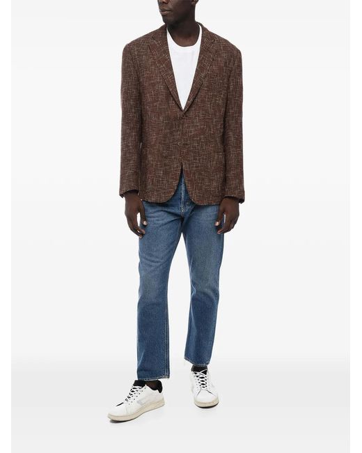 Corneliani Brown Gate Hopsack-Pattern Jacket for men