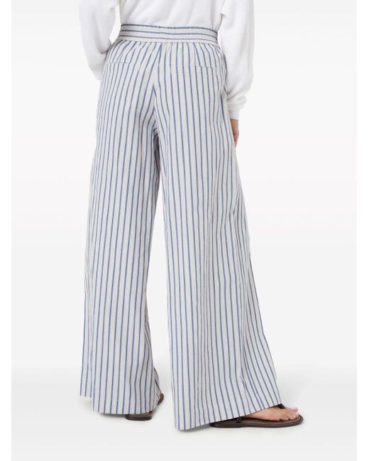 Brunello Cucinelli Blue Striped Wide-leg Trousers